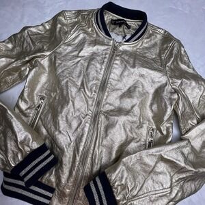 Zara Metallic Gold & Navy Jacket - XS